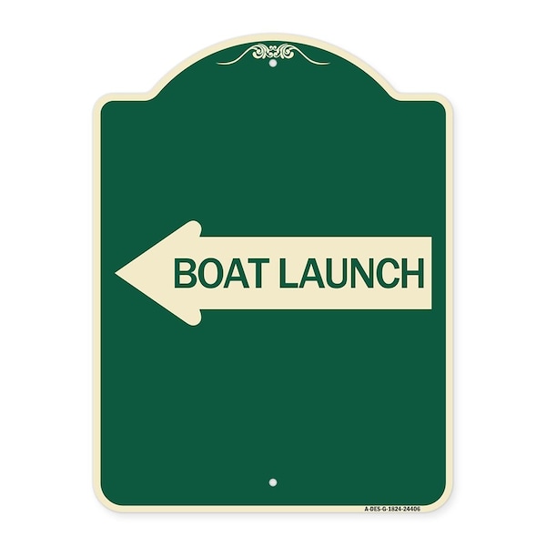 Signmission Boat Launch With Left Arrow Heavy-Gauge Aluminum Architectural Sign, 24" x 18", G-1824-24406 A-DES-G-1824-24406 - main